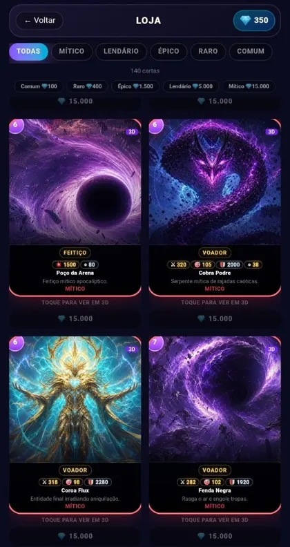 Montagem de deck com 8 cartas
